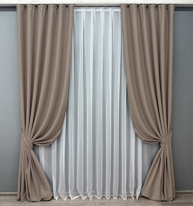 Комплект готовых штор VR-Textil Блекаут Bagema Rvs № 1242ш Какао 150х270 см 2 шт (33-0063) Киев - изображение 2