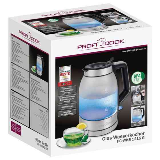 Електричний чайник скляний 1.7 літрів з підсвічуванням Profi Cook PC-WKS (1215) 2200 Вт Нововолинськ