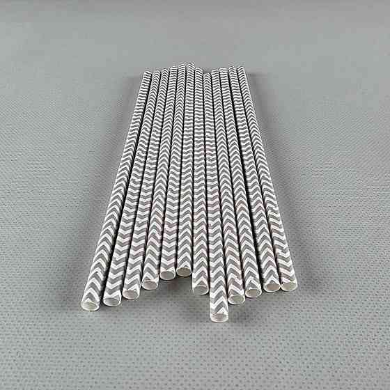 Соломка трубочка паперова Ø 5 мм 20 см "Ялинка" срібляста 25 шт (1 пачка) Харків