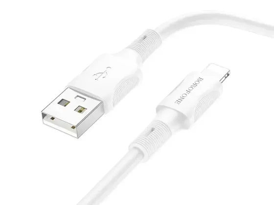 Кабель USB - Lightning Borofone BX80 1м 2.4А швидка зарядка для iPhone iPad шнур із захисним чіпом білий Одеса