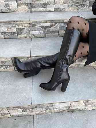 SANTINI Стильні жіночі зимові чоботи шкіряні на підборах чорні теплі, на хутрі 955720-11 р. 36- Коломыя