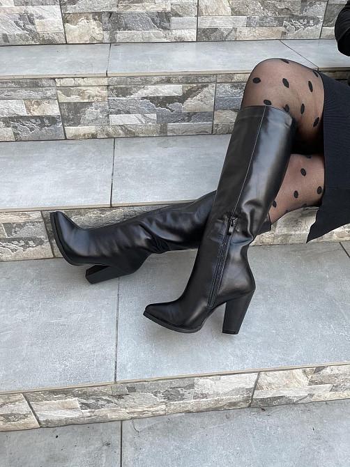 SANTINI Стильні жіночі зимові чоботи шкіряні на підборах чорні теплі, на хутрі 955720-11 р. 36- Коломыя - изображение 6