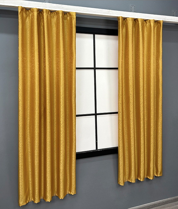 Комплект коротких штор VR-Textil Жакард № 354ш Золотистий 100х170 см 2 шт (35-0402) Київ - фото 3