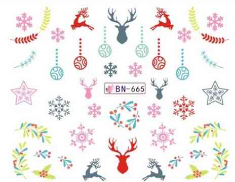 Новогодние наклейки на ногти BN-665 Киев