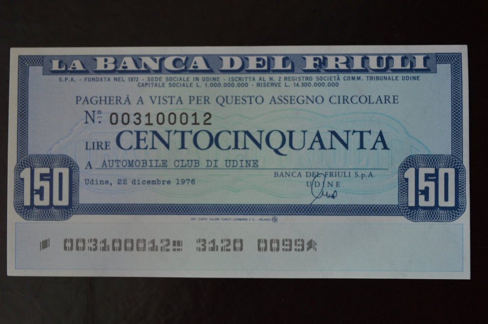 Чек. Италия 150 Лир 1976год (ЧК-1) ЛОТ 35 Полтава - изображение 1