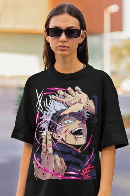 Футболка для мальчика аниме Магическая битва оверсайз (рост от 165 до 180 ) Черний AnimeJ0796m Днепр - изображение 2