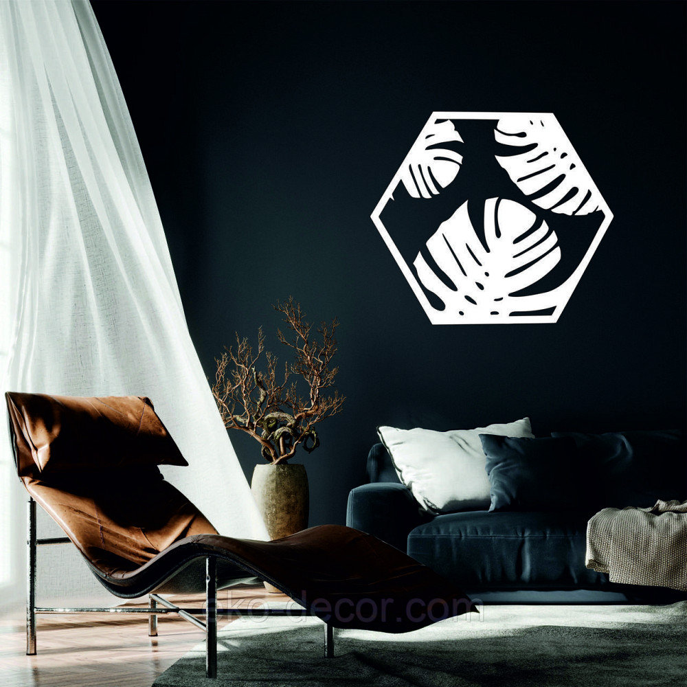 Декоративне настінне Панно «Листя пальми»  Декор на стіну 90*78 см, Білий Київ - фото 2