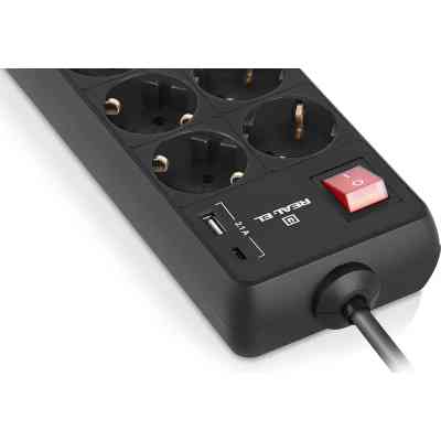 Сетевой удлинитель REAL-EL RS-PROTECT 805 1.8m, black (EL122300042) Винница