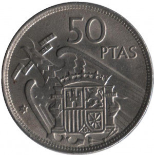 Монета 50 песет. 1957 год, Испания. (Г) Полтава - изображение 1