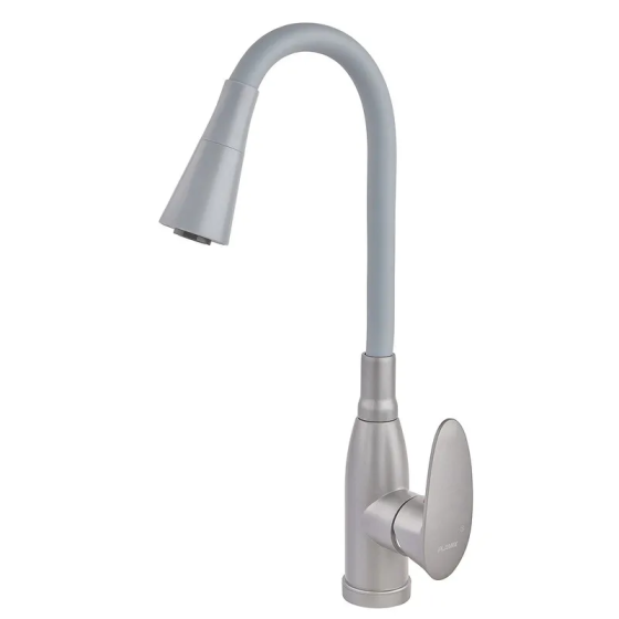 Змішувач для кухні PLAMIX CEZAR-011-B SET GRAPHITE REFL.GRAY з силіконовим виливом, з підведенням (PM0720) Київ