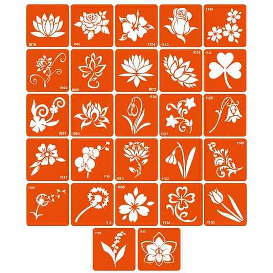 Набор трафаретов для био-тату «F - цветы» f_simple_5x5_27_1 Винница