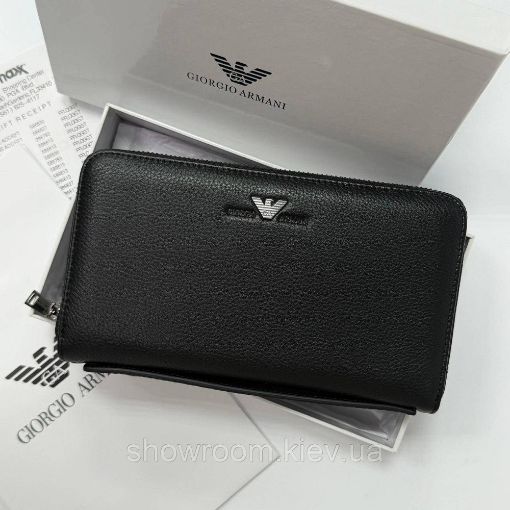 Шкіряний брендовий клатч Armani з відділенням для телефона (6615) Київ - фото 1