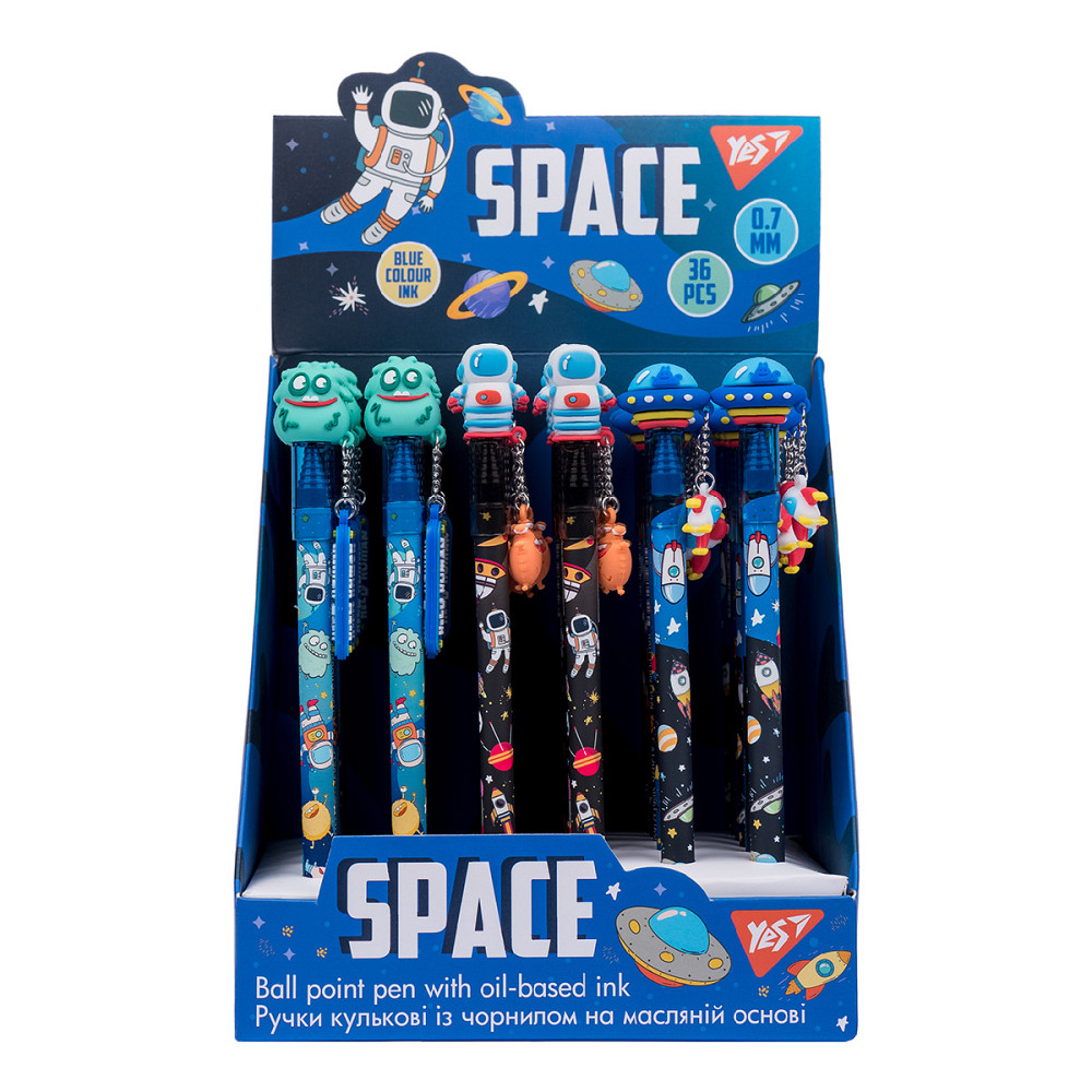 Ручка олійна "Yes" 412076 "Space Aliens", 0,7 мм, синяя, шт Київ - фото 1