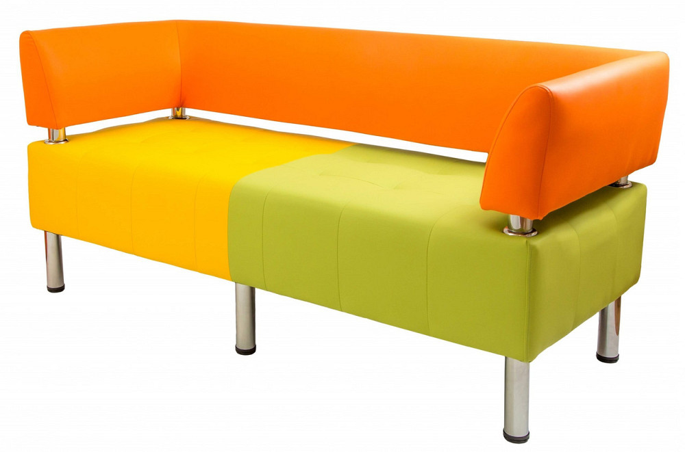Диван Flay Office двойка со спинкой и подлокотниками 1550х650х750 Оранжево-зелено-желтый Киев - изображение 1