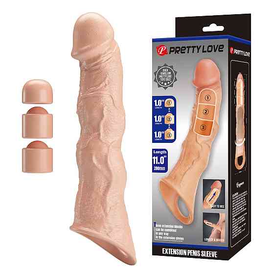 Подовжуюча насадка на член - Pretty Love Extension Penis Sleeve Flesh, 28 см Sex Aura Київ