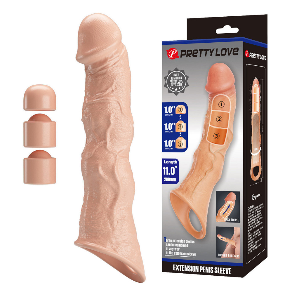 Подовжуюча насадка на член - Pretty Love Extension Penis Sleeve Flesh, 28 см Sex Aura Київ - фото 1