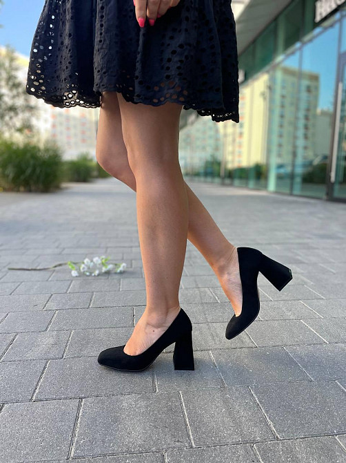 SEE SEVEN Туфлі жіночі на товстих підборах 8 см. з натуральної замші / велюр весна - осінь 1392 Коломия - фото 4