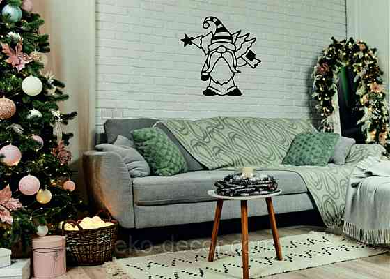 Декоративное настенное Панно «Гном», Декор на стену 70*70 см, Черный Киев