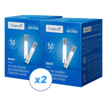 Тест-смужки для глюкометра Longevita Smart 2 x 50 шт. (6662664) Вінниця - фото 1