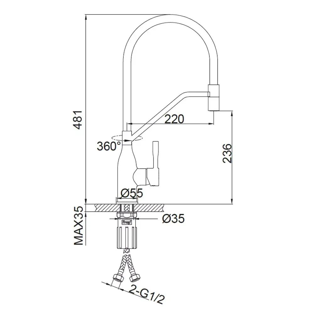Смеситель для кухни с гибким изливом FRAP F4497-6 черный Киев - изображение 5