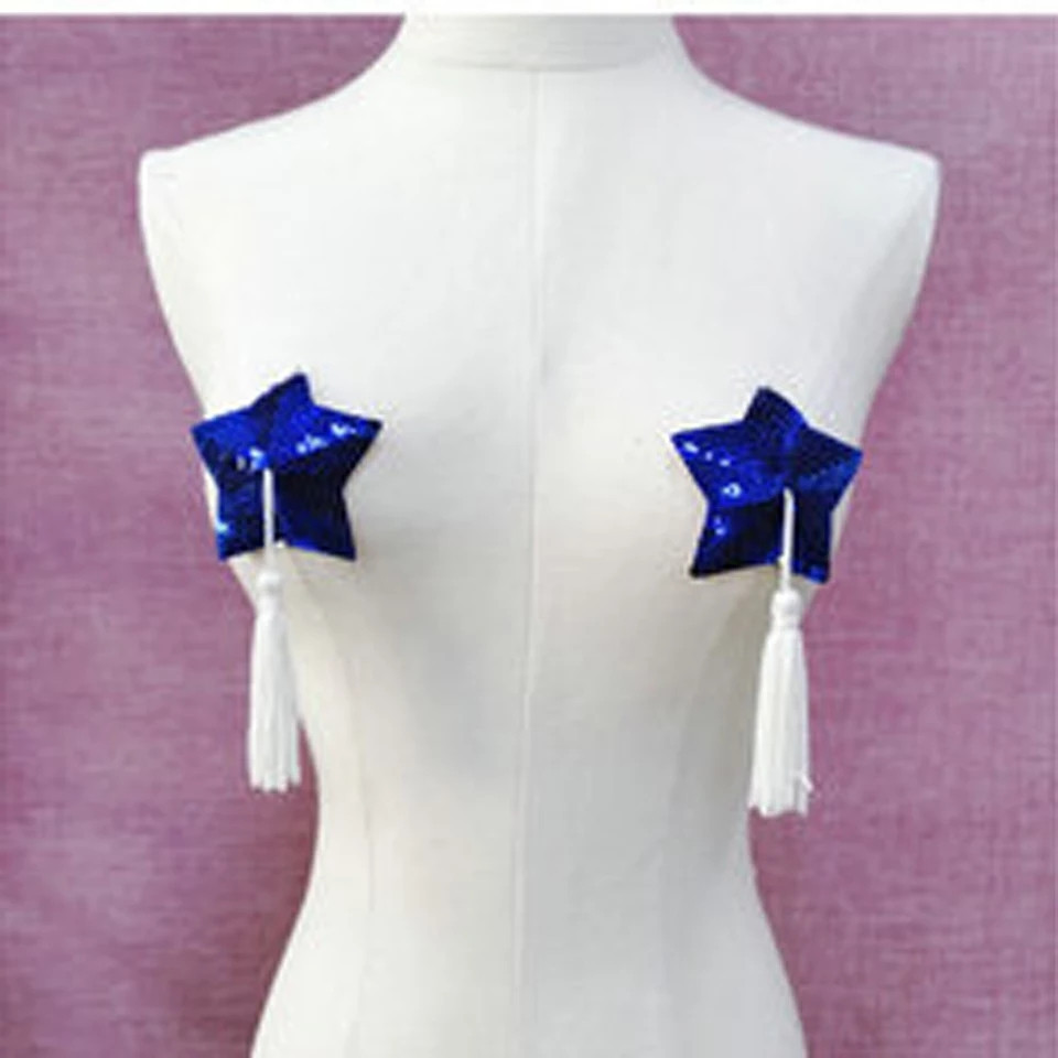 Наклейки на груди Зірочки сині з паєтками, розмір зірочки 8см Київ - фото 3