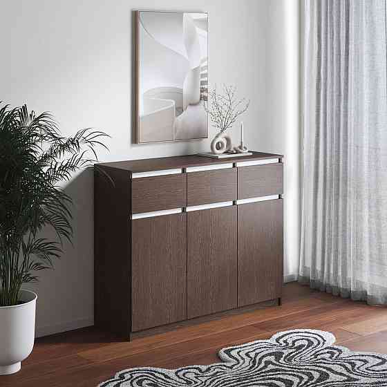 Комод VAYS в спальню, сучасний, без ручок R-33 Венге Темний-Білі планки Львів