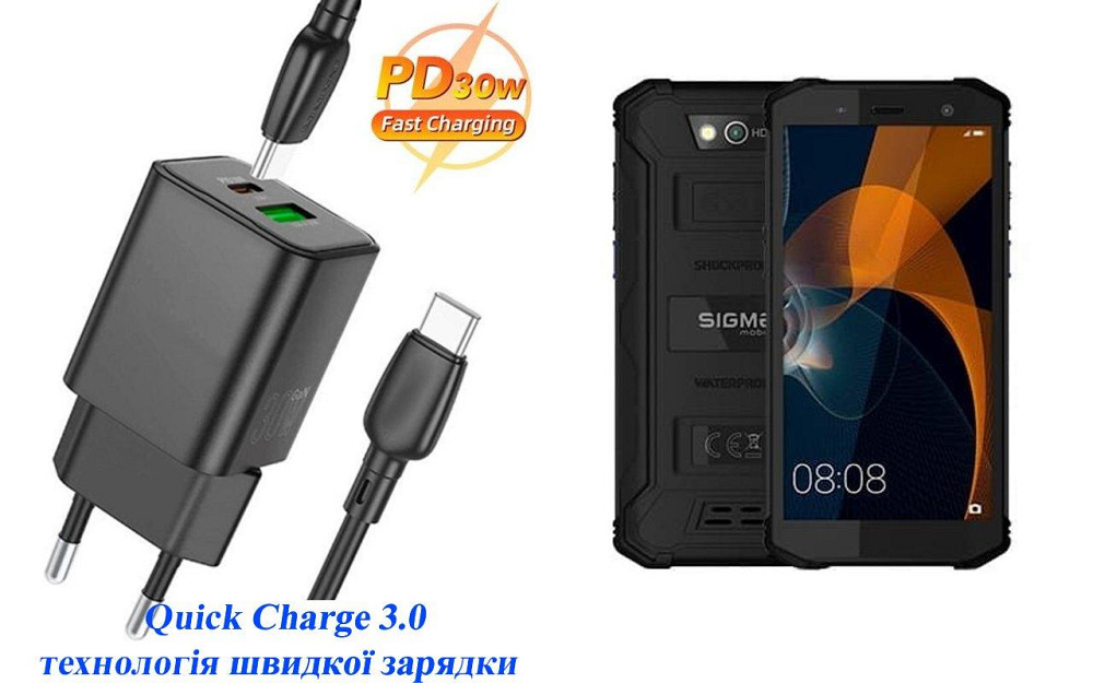 Зарядное устройство Dual Port 30W для смартфона Sigma mobile X-treme PQ36 Киев - изображение 1