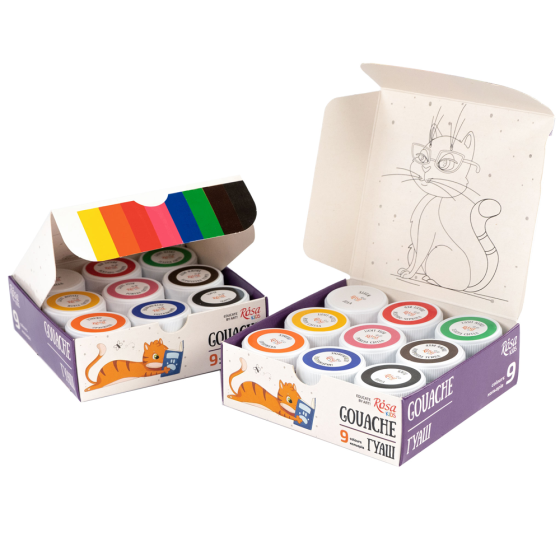 Набор гуашевых красок Cats 9×10мл ROSA Kids Киев