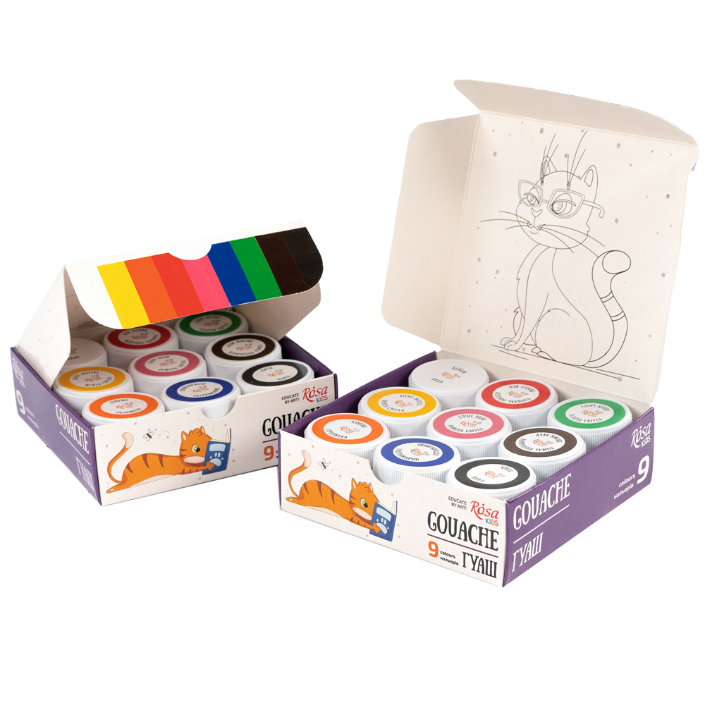 Набор гуашевых красок Cats 9×10мл ROSA Kids Киев - изображение 3