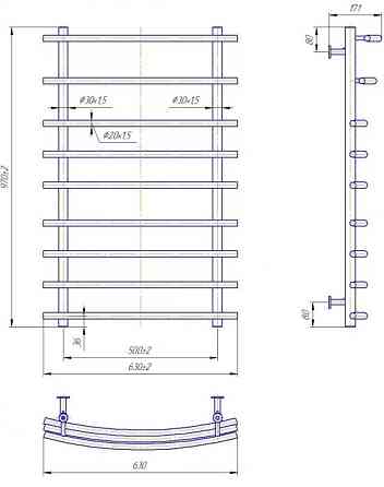 Полотенцесушитель водяной Mario INOX Марио 970х630/500 Киев