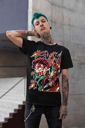 Футболка для мальчика аниме Истребитель демонов оверсайз (рост от 165 до 180 ) Черний AnimeJ0371m Днепр