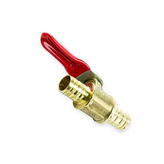 Кран латунний зі штуцером (ялинка) 10х10 кульовий Мукачево