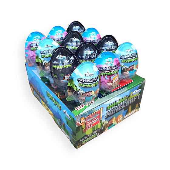 Упаковка яєць із сюрпризом Joy Minecraft Vitaland 15 г × 12 шт — солодощі та іграшки для дітей Харків