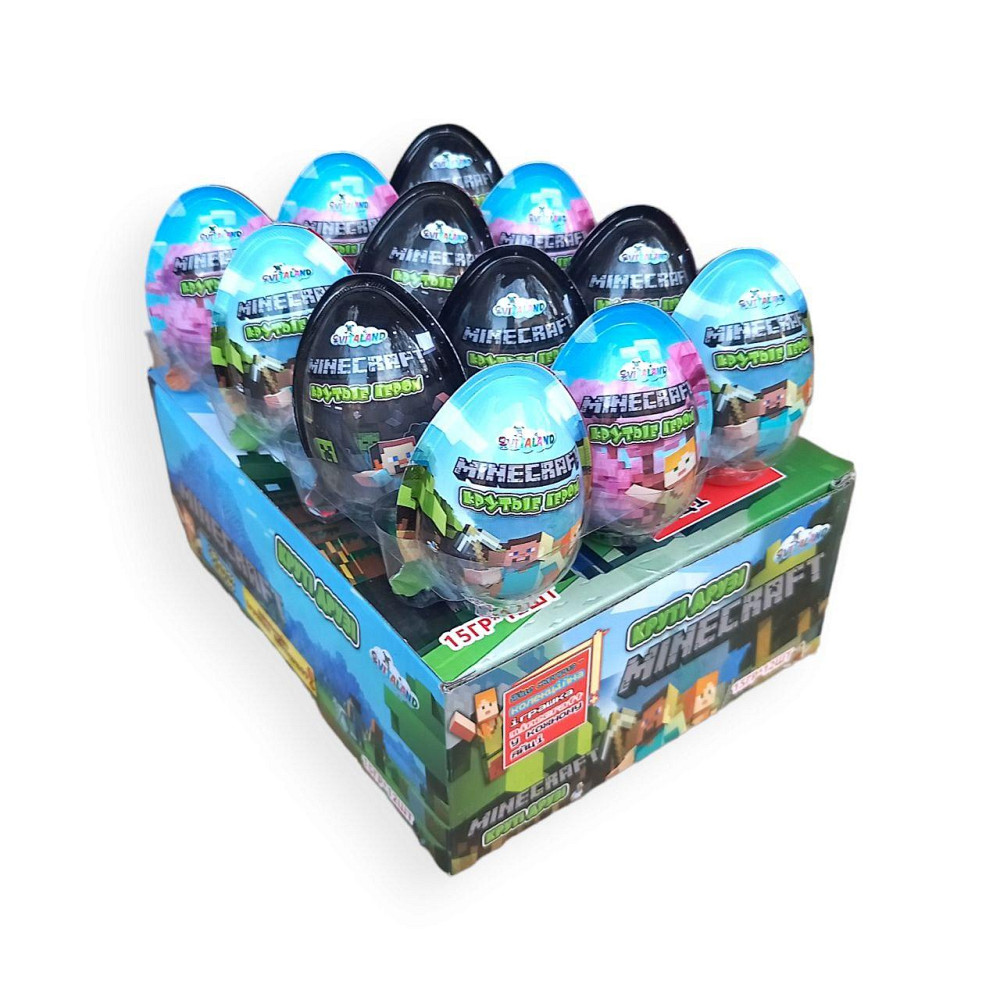 Упаковка яєць із сюрпризом Joy Minecraft Vitaland 15 г × 12 шт — солодощі та іграшки для дітей Харків - фото 4
