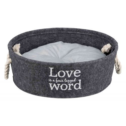 Лежак Trixie для собаки Lian с ручками и наполнителем из флиса серый фетр/плюш 37 см Киев - изображение 1