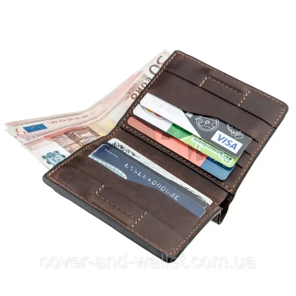 Компактний вертикальний портмоне на магнітах із натуральної шкіри Grande Pelle Lettera Київ - фото 1