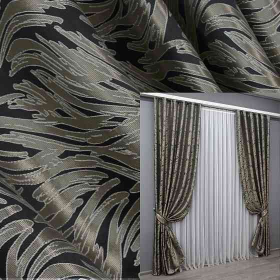Комплект готовых штор VR-Textil Жаккард Magic № 1611ш Графитовый с бежевым 145х270 см 2 шт (33-0462) Киев