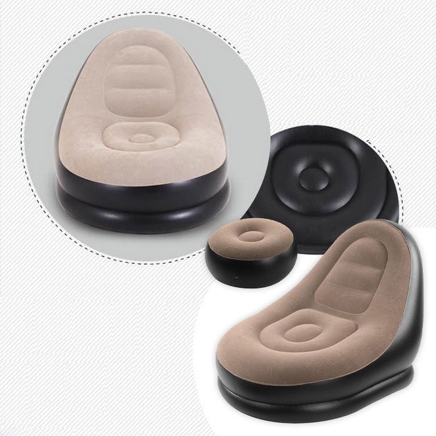 Надувное кресло с пуфом для отдыха AIR SOFA велюровое TD-33 Ивано-Франковск - изображение 9