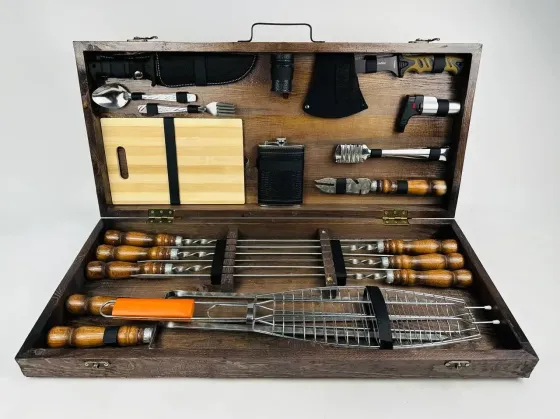 Набори шампурів, Набір шампурів у кейсі "Шашличник Лайт Кізляр" Шампури, вертіла Тернопіль