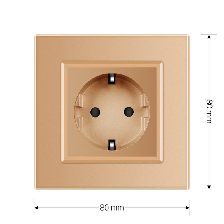 LIVOLO Електрична розетка з заземленням LIVOLO, золота, скляна рамка, шторки, 250В 16А (VL-C7C1 Коломия - фото 7