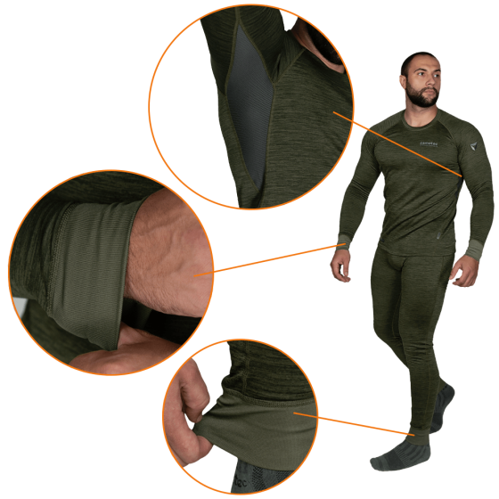 Мужское термобелье (костюм) Polarheat QS Pro 2.0 на флисе (Оливковый меланж) размер M Киев