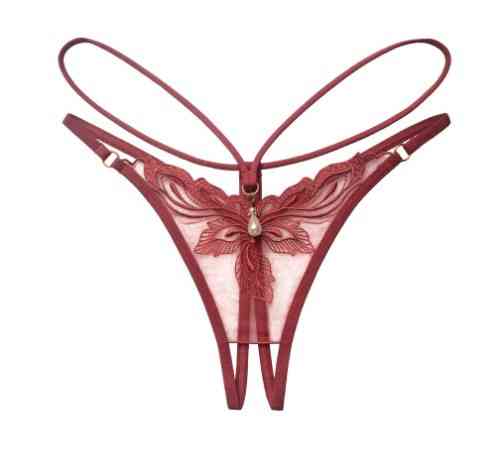 Трусики з розрізом та бусинкою універсальний бордовий Київ