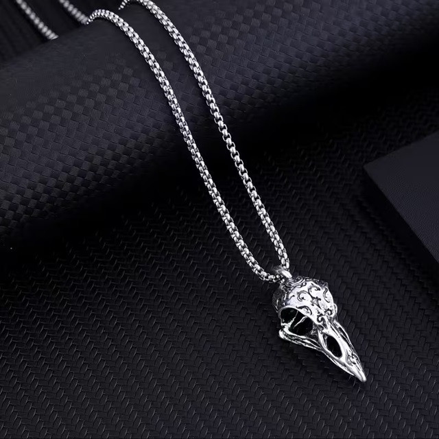 Кулон «Ворон» на серебристой цепочке – готическое ожерелье, мужской аксессуар Киев - изображение 4