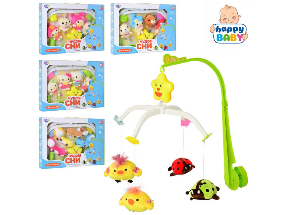 Карусель D089-90-1-2-3 (36шт) на кроватку,заводна,муз,підвіски 4шт, плюш, 5видів,в кор-ці,40-30-, шт Киев - изображение 1