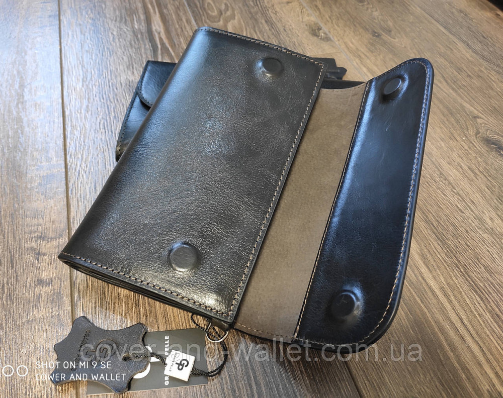 Коричневий чоловічий клатч із гладкої шкіри на магнітній фіксації Grande Pelle Practico Київ - фото 3