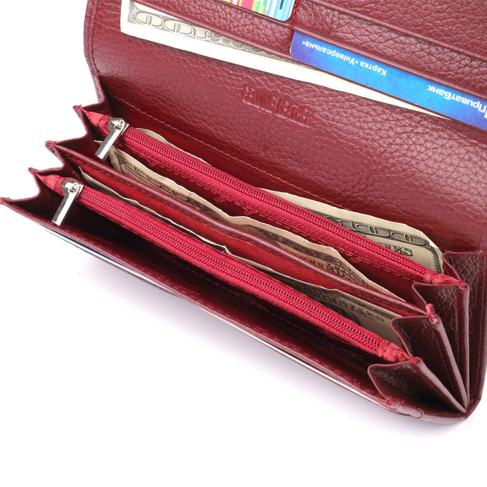 Практичный кошелек для женщин из натуральной кожи ST Leather 23098 Бордовый Киев - изображение 5