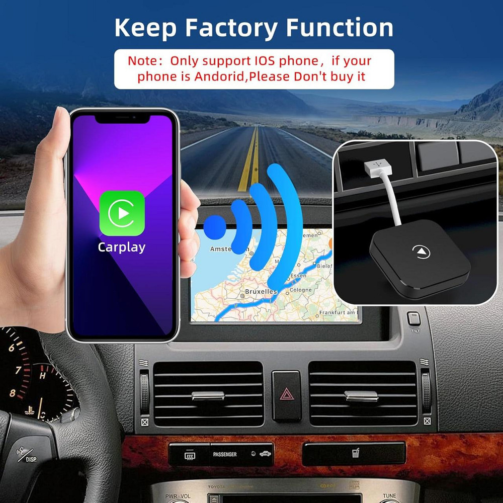 Бездротовий адаптер Carplay NHOPEEW для iPhone, карплей перетворює дротове з'єднання на бездротове в авто, з Wi-Fi Bluetooth Київ - фото 4
