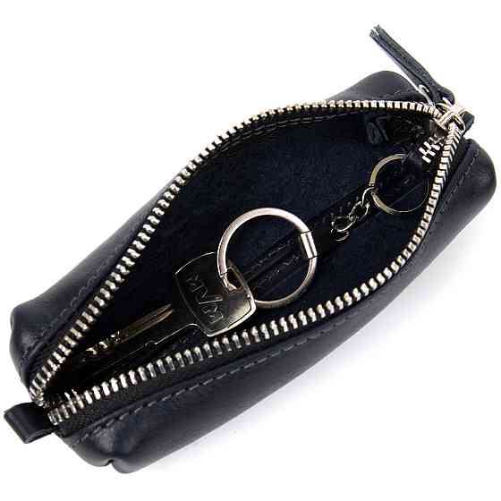 Кожаная практичная ключница GRANDE PELLE 11340 Темно-синий Киев