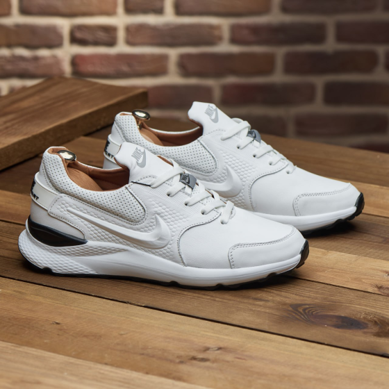 Чоловічі стильні шкіряні кросівки білого кольору 035-N-біл Харьков