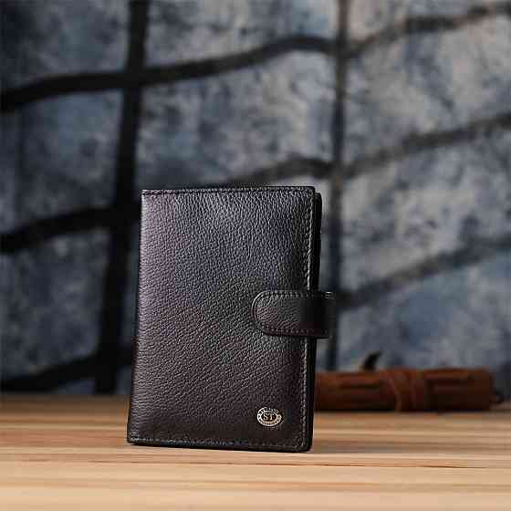 Містка обкладинка на документи унісекс з натуральної шкіри Чорний (ST Leather) Київ
